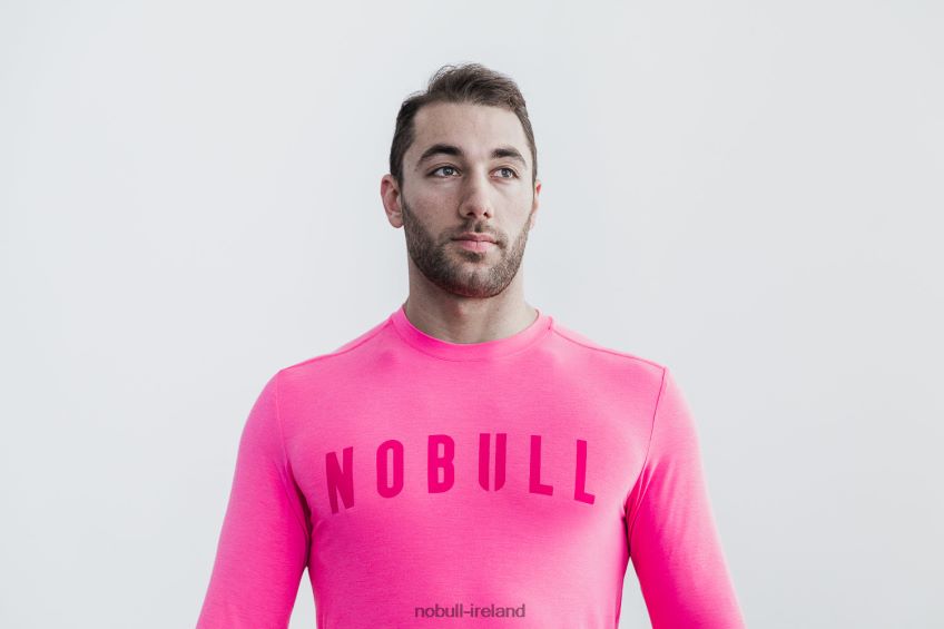 NOBULL N68P2P1003Men's Long Sleeve Tee (Neon) Pink