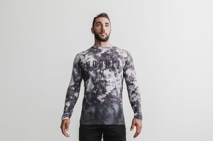 NOBULL N68P2P1120Men's Long Sleeve Tee (Dip-Dye) White & Black