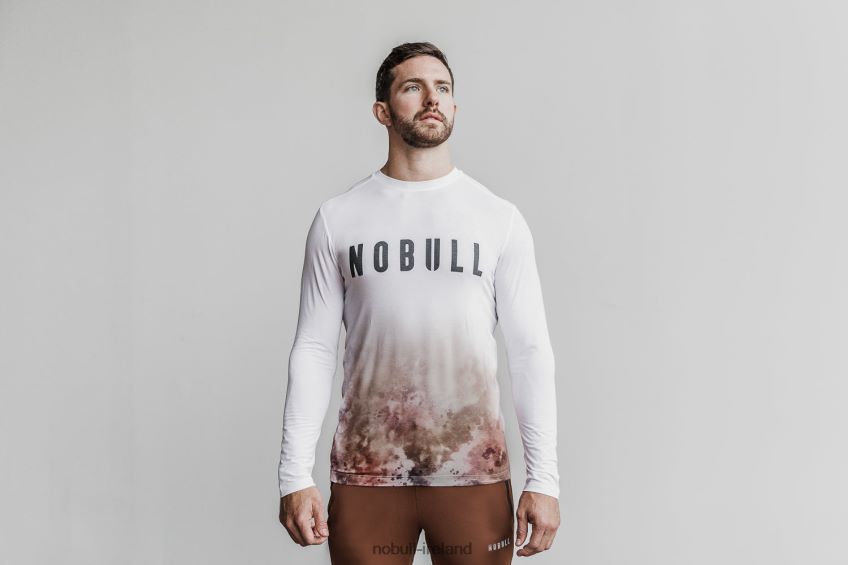 NOBULL N68P2P1121Men's Long Sleeve Tee (Dip-Dye) White & Toffee