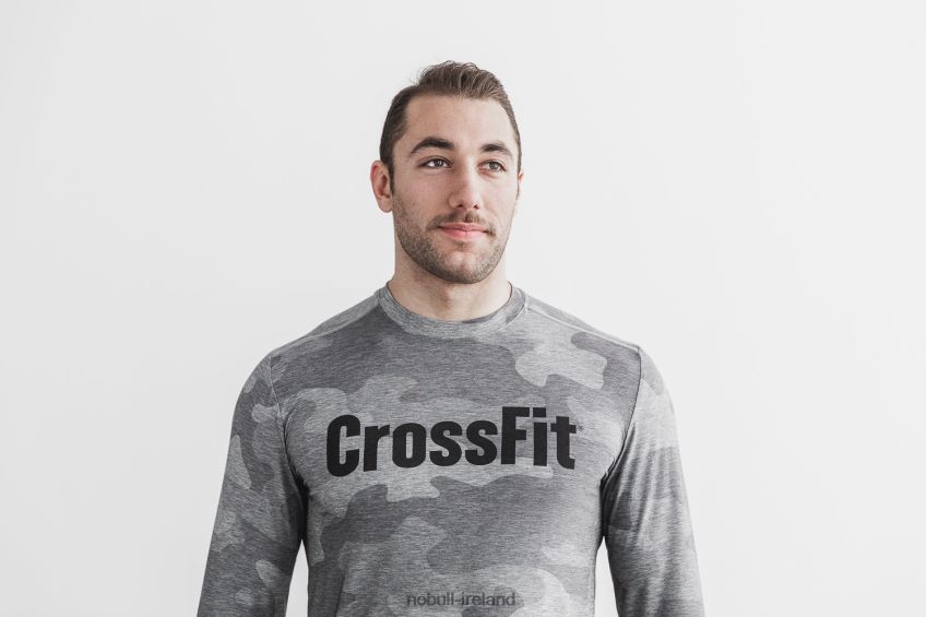 NOBULL N68P2P1144Men's Crossfit Long Sleeve Tee (Camo) Grey