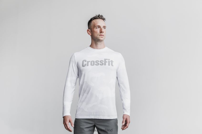 NOBULL N68P2P1145Men's Crossfit Long Sleeve Tee (Camo) White