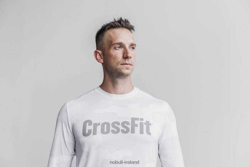 NOBULL N68P2P1145Men's Crossfit Long Sleeve Tee (Camo) White