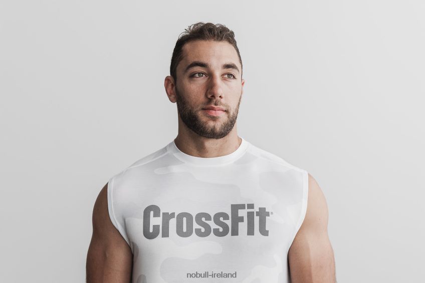 NOBULL N68P2P1158Men's Crossfit Sleeveless Tee (Camo) White