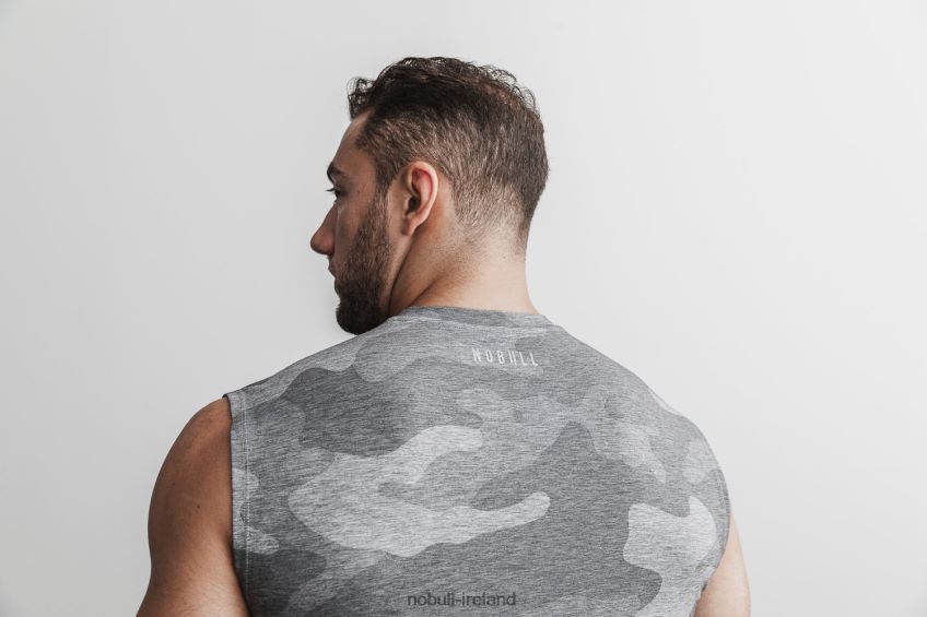 NOBULL N68P2P1159Men's Crossfit Sleeveless Tee (Camo) Grey