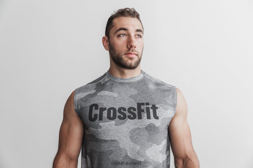 NOBULL N68P2P1159Men's Crossfit Sleeveless Tee (Camo) Grey