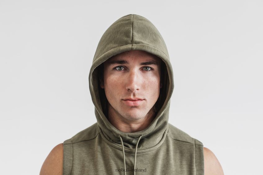 NOBULL N68P2P1199Men's Microplush Sleeveless Hoodie Army