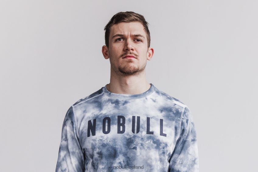 NOBULL N68P2P808Men's Crew Sweatshirt (Tie-Dye) White