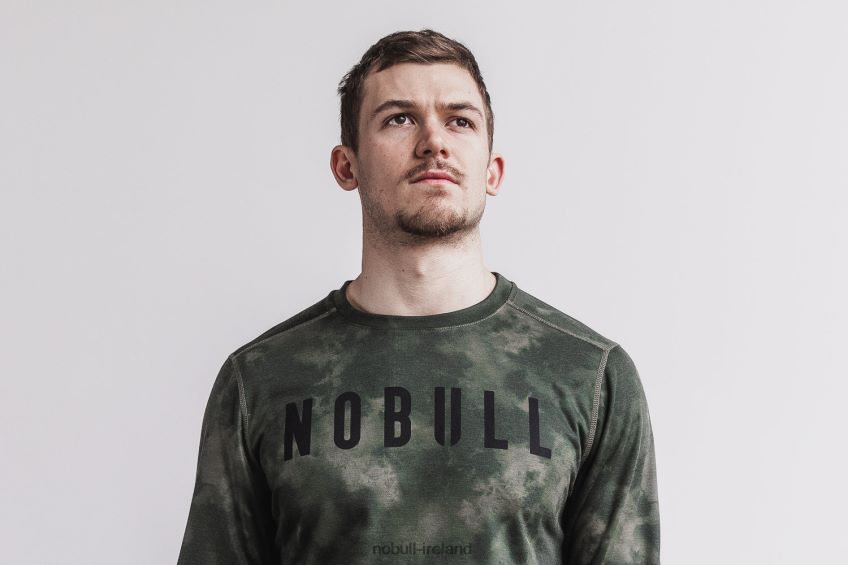 NOBULL N68P2P809Men's Crew Sweatshirt (Tie-Dye) Army