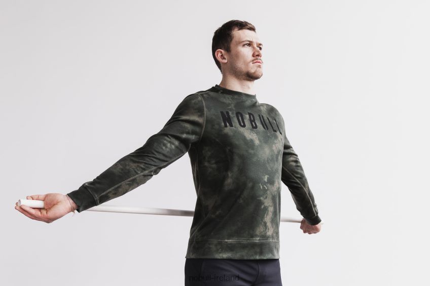 NOBULL N68P2P809Men's Crew Sweatshirt (Tie-Dye) Army