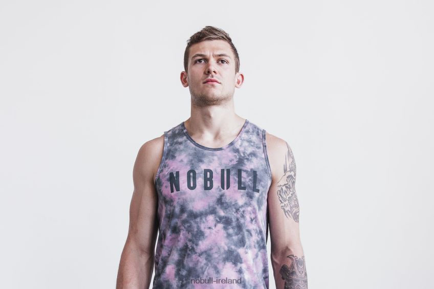 NOBULL N68P2P816Men's Tank (Tie-Dye) Pink & Slate