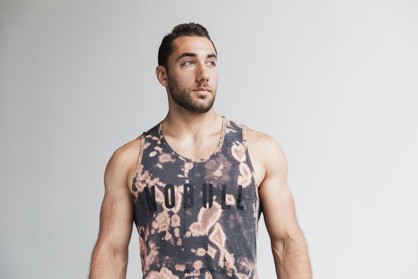 NOBULL N68P2P821Men's Tank (Tie-Dye) Tan & Black