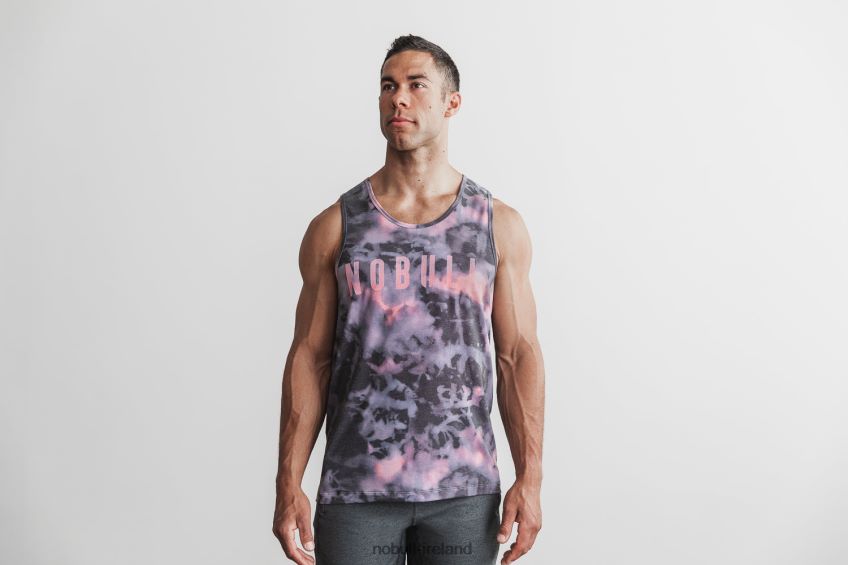 NOBULL N68P2P824Men's Tank (Tie-Dye) Pink & Black