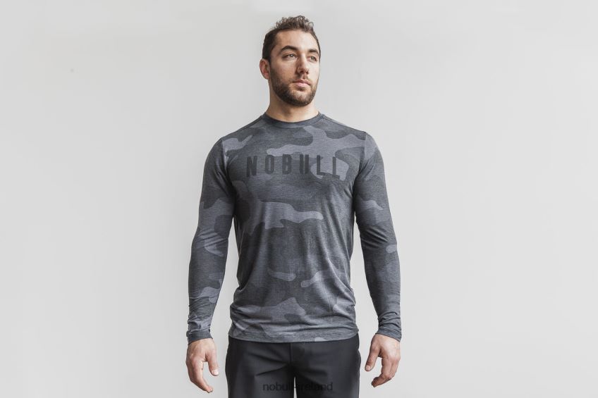 NOBULL N68P2P906Men's Long Sleeve Tee (Camo) Charcoal