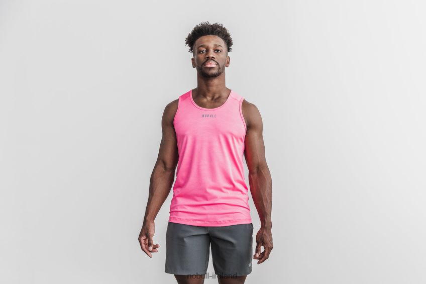 NOBULL N68P2P976Men's Lightweight Textured Tank (Neon Camo) Pink