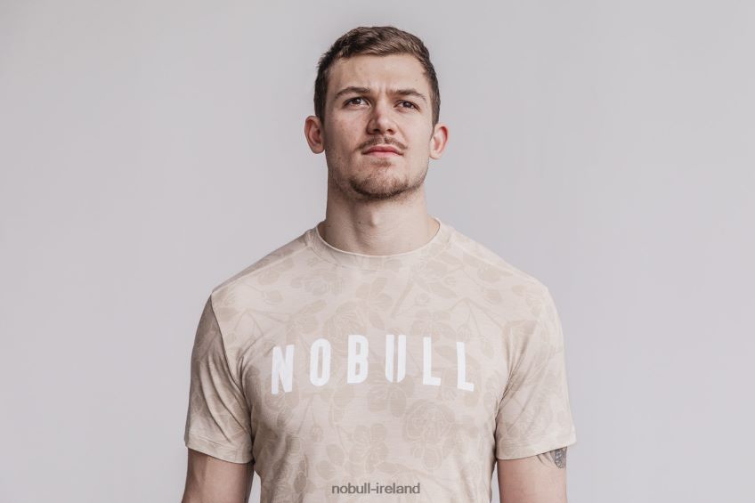 NOBULL N68P2P599Men's Tee (Cherry Blossom) Oatmeal