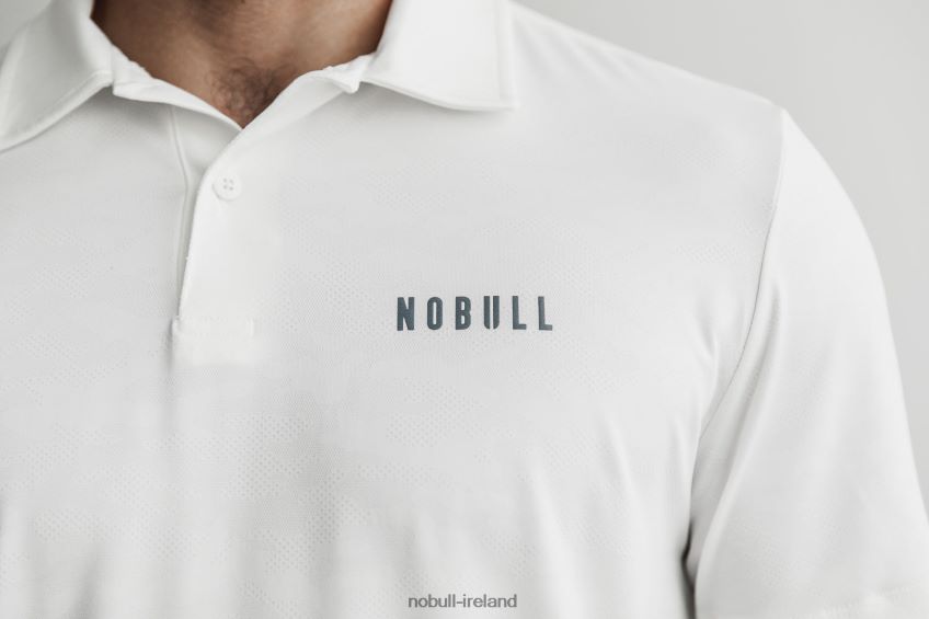 NOBULL N68P2P574Men's Lightweight Textured Polo (Camo) White