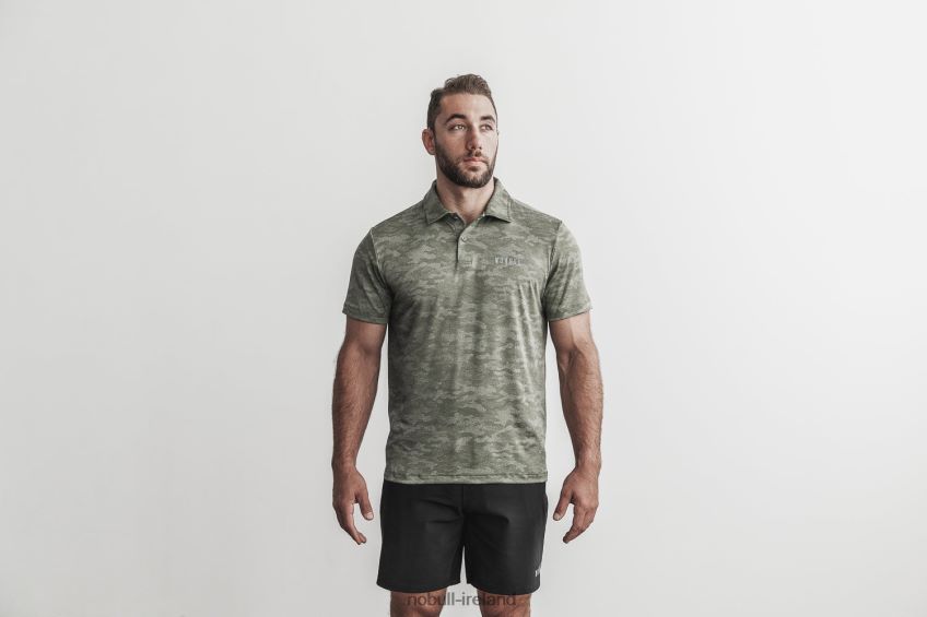 NOBULL N68P2P576Men's Lightweight Textured Polo (Camo) Army