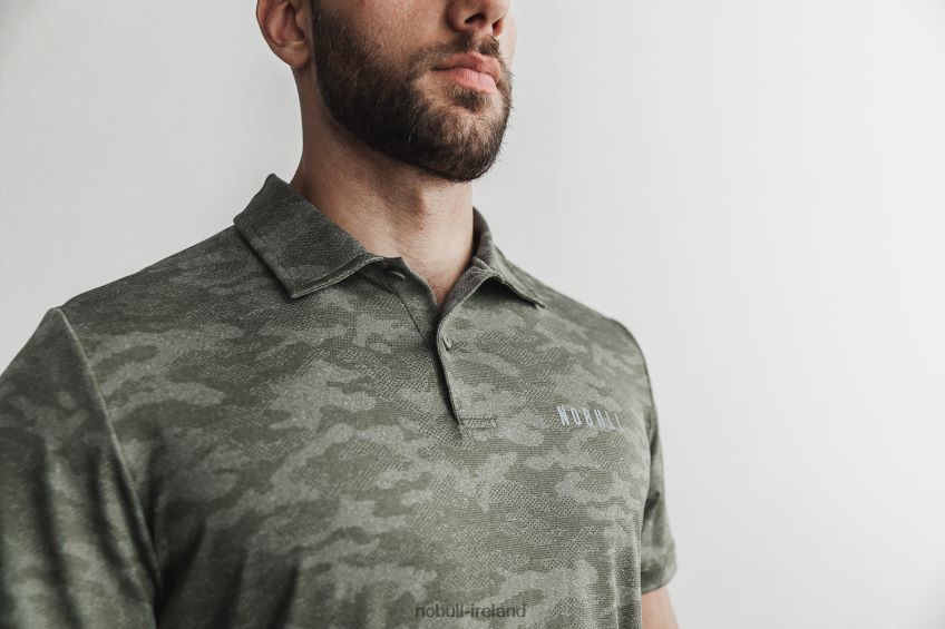 NOBULL N68P2P576Men's Lightweight Textured Polo (Camo) Army