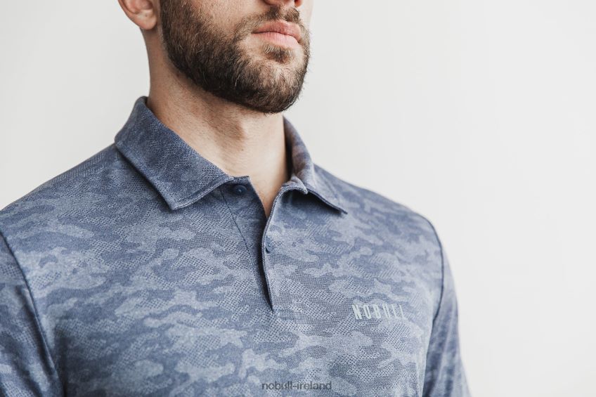 NOBULL N68P2P577Men's Lightweight Textured Polo (Camo) Navy