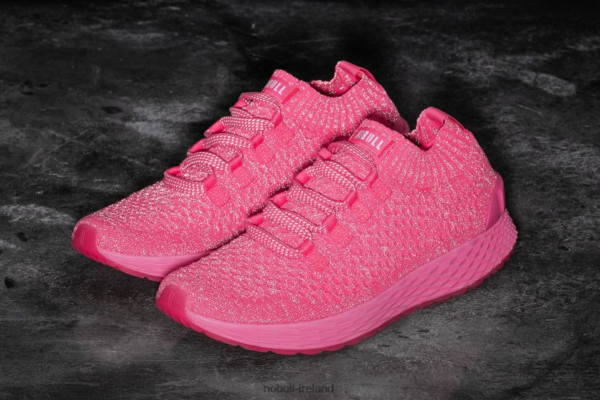 Neon Pink Reflective Knit Runner Nobull Men BRX6B6150