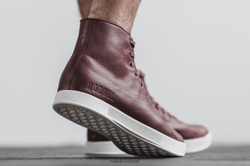 High-Top Burgundy Leather Trainer Nobull Men BRX6B619