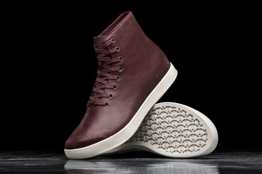 High-Top Burgundy Leather Trainer Nobull Men BRX6B619