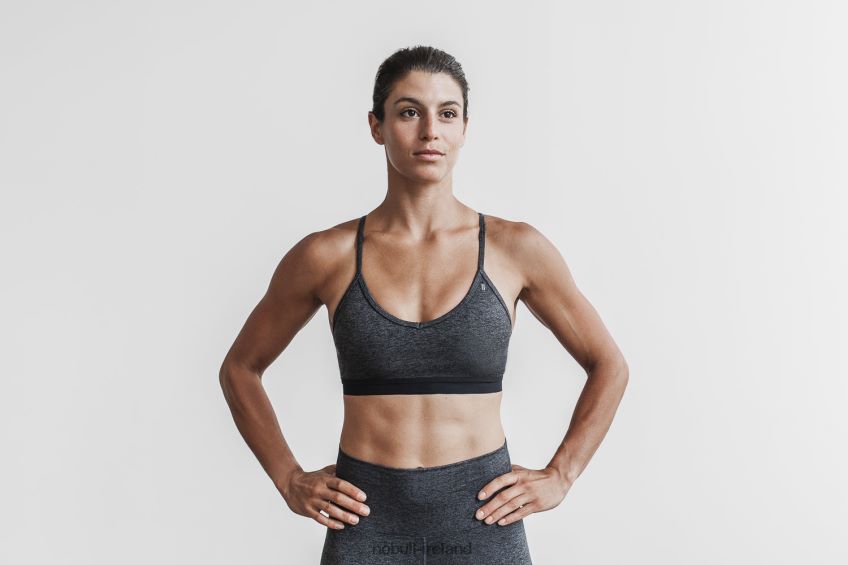 NOBULL N68P2P1853V-Neck Sports Bra (Matte) Charcoal