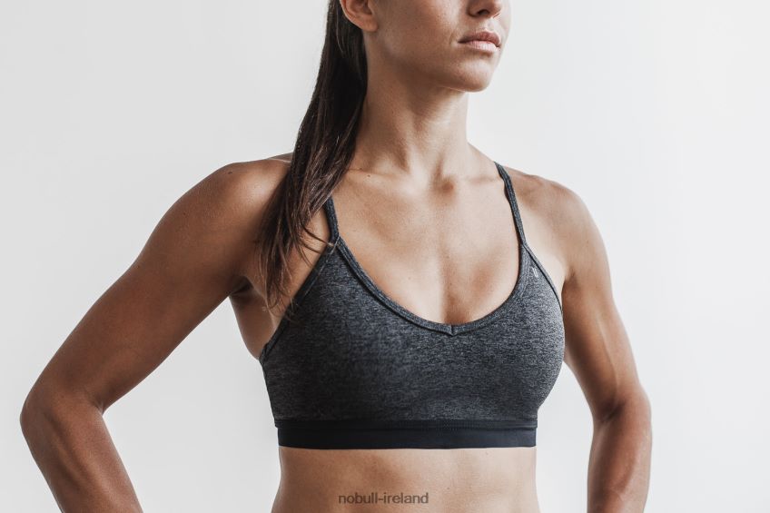 NOBULL N68P2P1853V-Neck Sports Bra (Matte) Charcoal