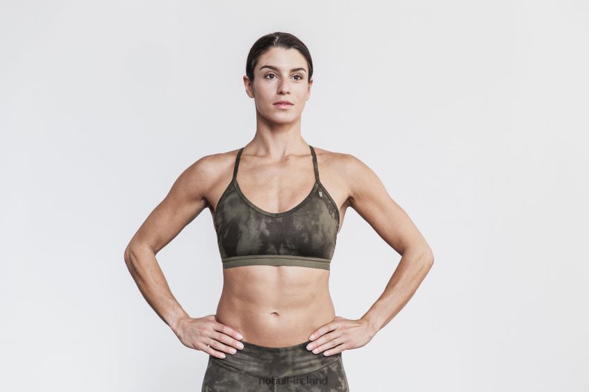 NOBULL N68P2P1891V-Neck Sports Bra (Tie-Dye) Army