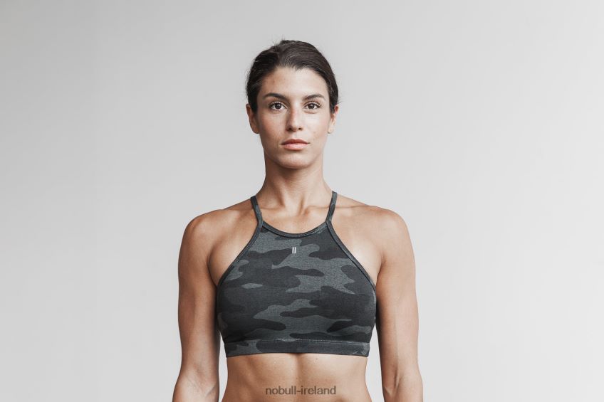 NOBULL N68P2P1938Halter Sports Bra (Plush Heather) Charcoal