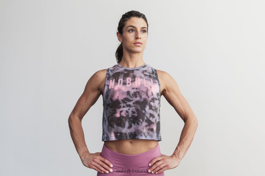 NOBULL N68P2P2065Women's Muscle Tank (Tie-Dye) Pink & Black