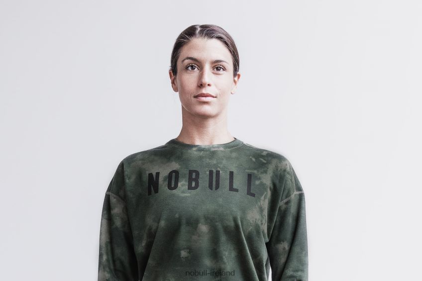 NOBULL N68P2P2099Women's Crew Sweatshirt (Tie-Dye) Army