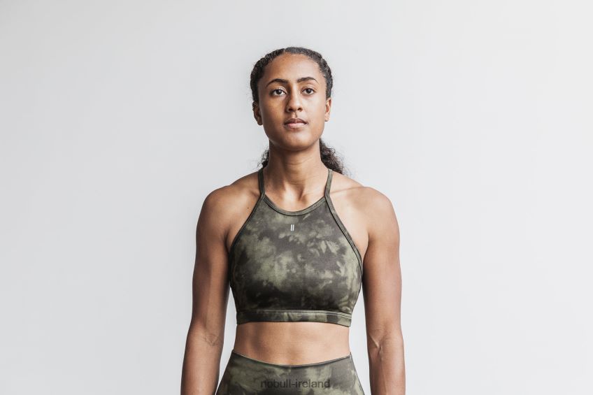 NOBULL N68P2P2307Halter Sports Bra (Tie-Dye) Army