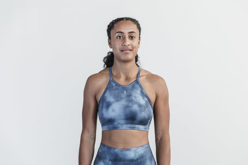 NOBULL N68P2P2311Halter Sports Bra (Tie-Dye) Slate