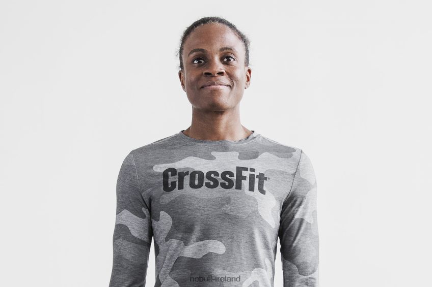 NOBULL N68P2P2389Women's Crossfit Long Sleeve Tee (Camo) Grey