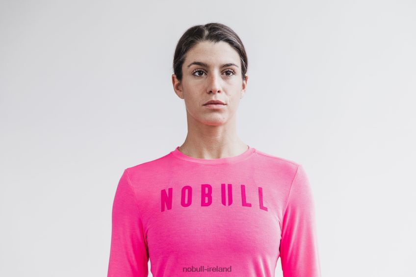 NOBULL N68P2P2449Women's Long Sleeve Tee (Neon) Pink