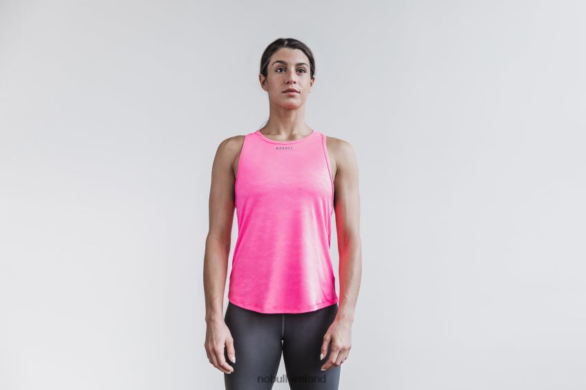 NOBULL N68P2P2470Women's Lightweight Textured Tank (Neon Camo) Pink