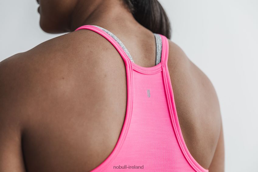 NOBULL N68P2P2497Halter Tank (Neon Ribbed) Pink