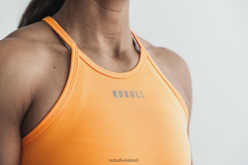 NOBULL N68P2P2499Halter Tank (Neon Ribbed) Orange