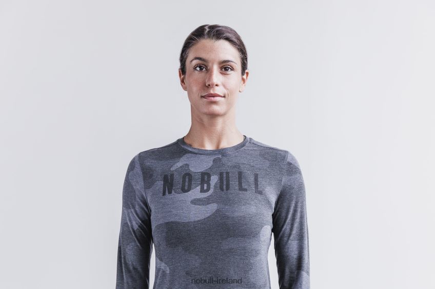 NOBULL N68P2P2538Women's Long Sleeve Tee (Camo) Charcoal