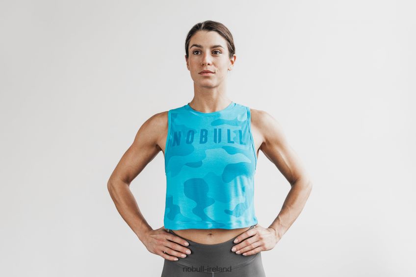 NOBULL N68P2P2568Women's Muscle Tank (Neon Camo) Blue