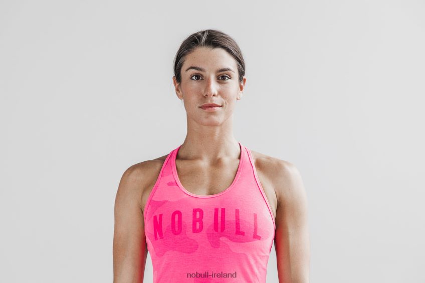 NOBULL N68P2P2576Women's Racerback Tank (Neon Camo) Pink