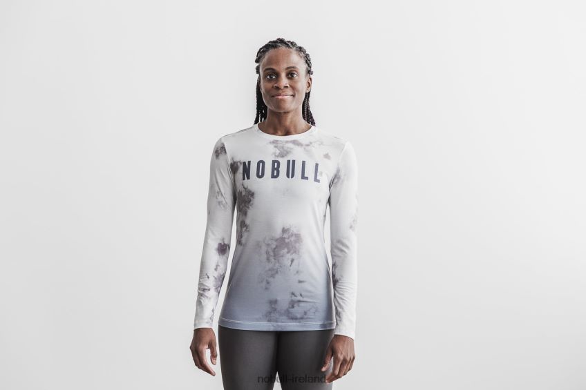 NOBULL N68P2P2656Women's Long Sleeve Tee (Dip-Dye) White & Cloud