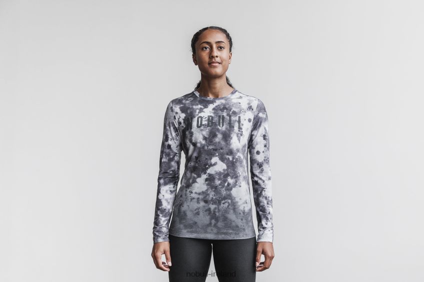 NOBULL N68P2P2657Women's Long Sleeve Tee (Dip-Dye) White & Black