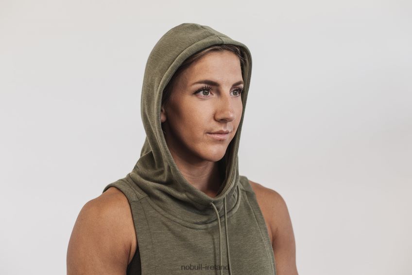 NOBULL N68P2P2775Women's Microplush Sleeveless Hoodie Army