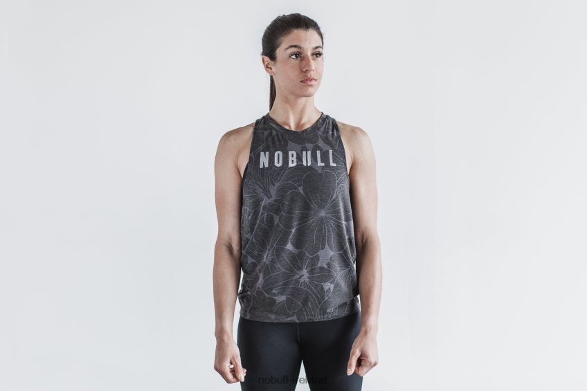 NOBULL N68P2P1798Women's High-Neck Tank (Hibiscus) Charcoal